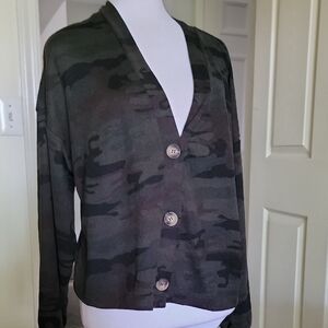 Social Standard By Sanctuary Camouflage Button-Up Cardigan